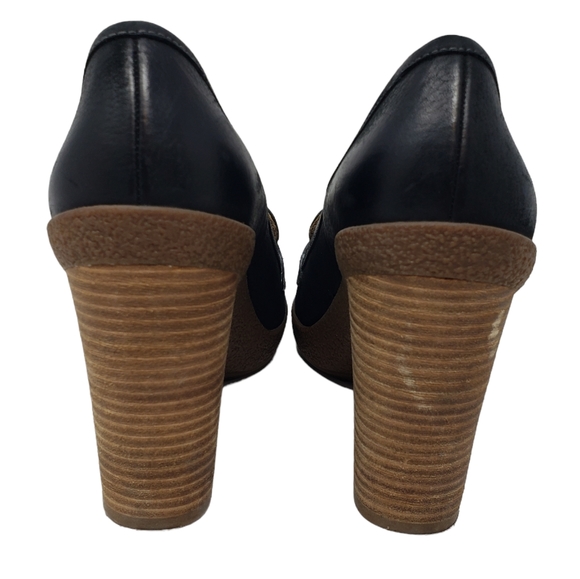 ECCO Nomane Black Leather Moccasin Loafer Heeled Shoes Size 40 EU 9 / 9.5 US - Picture 10 of 15